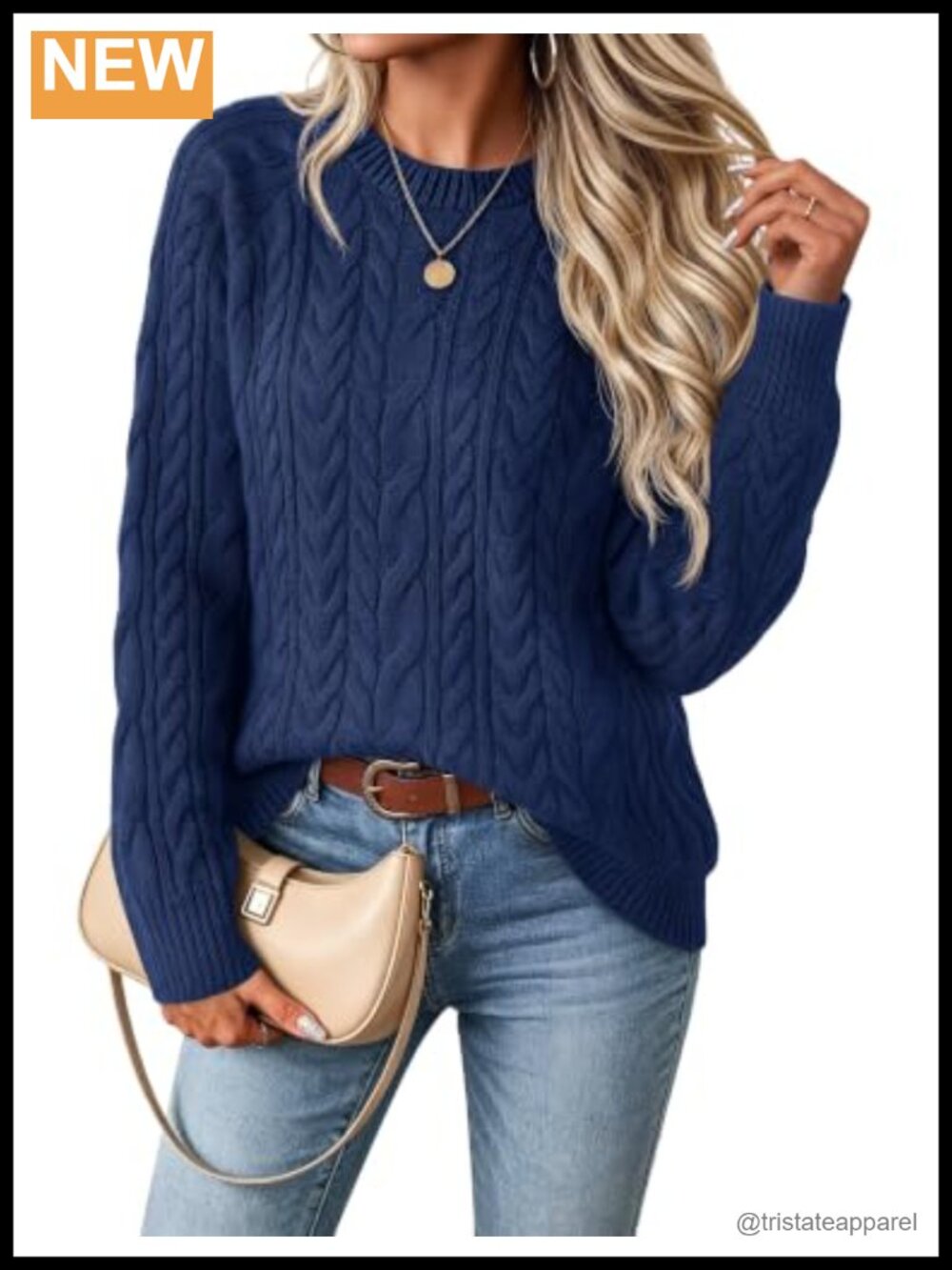 YUCOLEN Women Cable Knit Sweater Oversized Long Sleeve Crew Neck Pullover